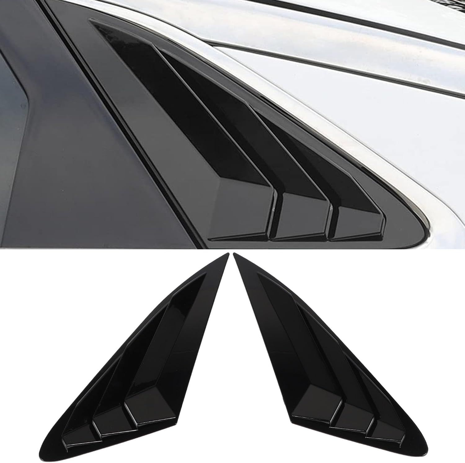 Rear Side Window Louvers, 2PCS Rear Side Window Louver Gloss ABS Bright Black Sporty Look Scratch Proof Replacement for K5 LX LXS GT 2020 to 2024