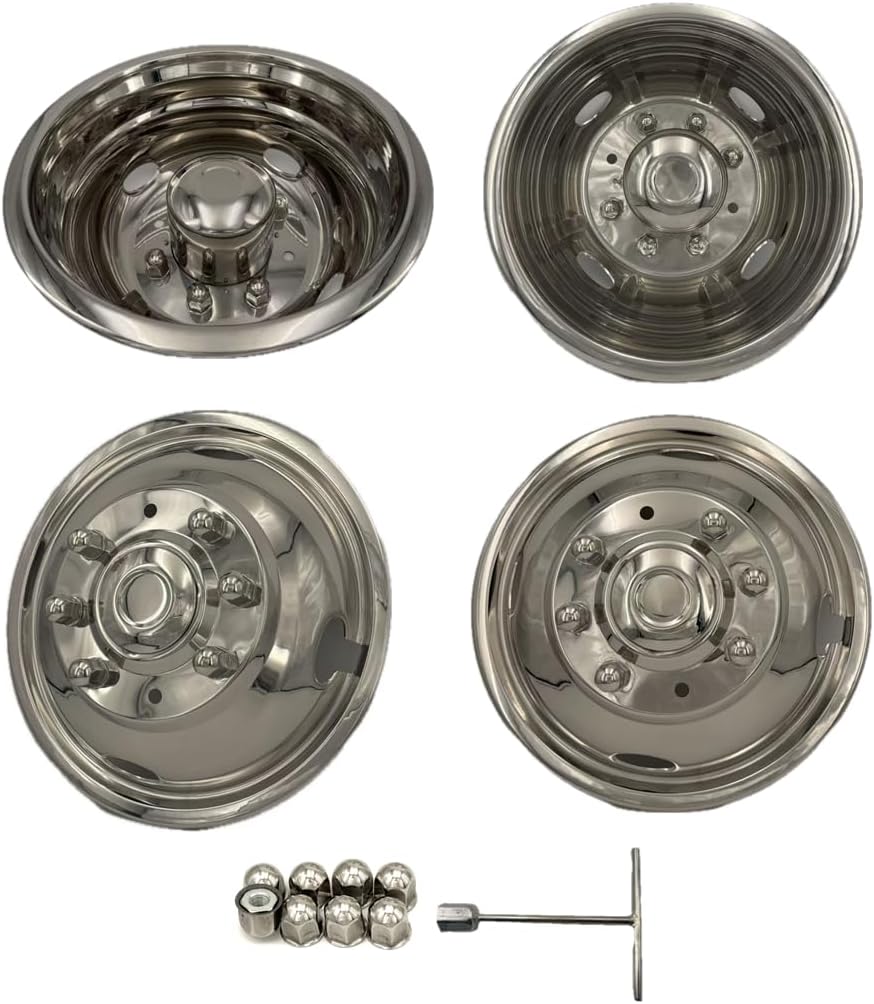 17 Inch 8lugnuts Wheel Simulator Suitable for Ford Truck F350 2005-2025 Stainless Steel 304 Polished Hubcaps