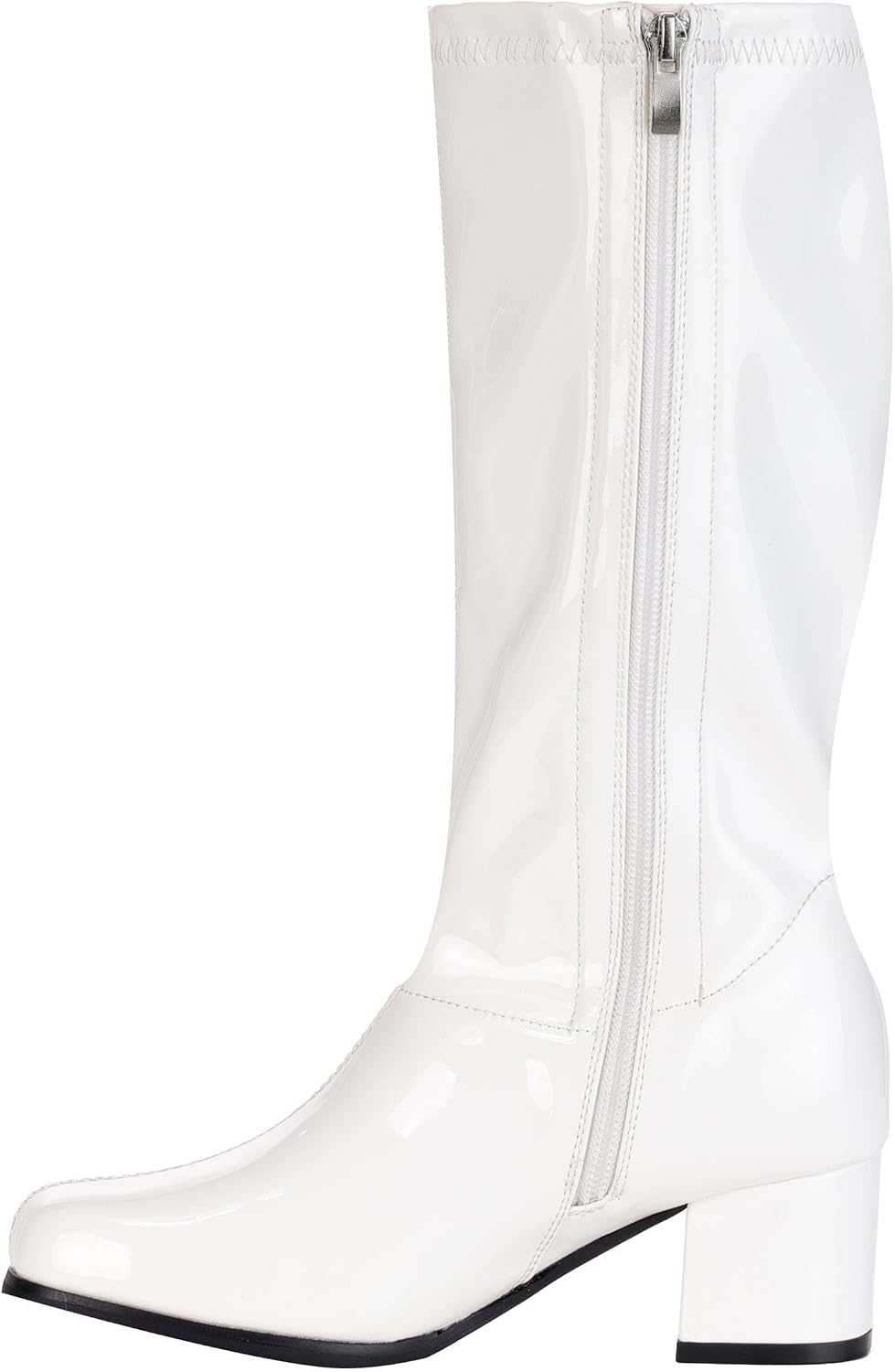 Fun Costumes Girls White Gogo Costume Boots with Zipper | Disco, Party, 60s Themed, Halloween, Dress Up