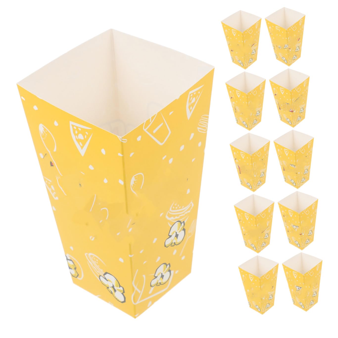 50 Stück Gelbe Popcornboxen aus Papier für Partys und Anlässe