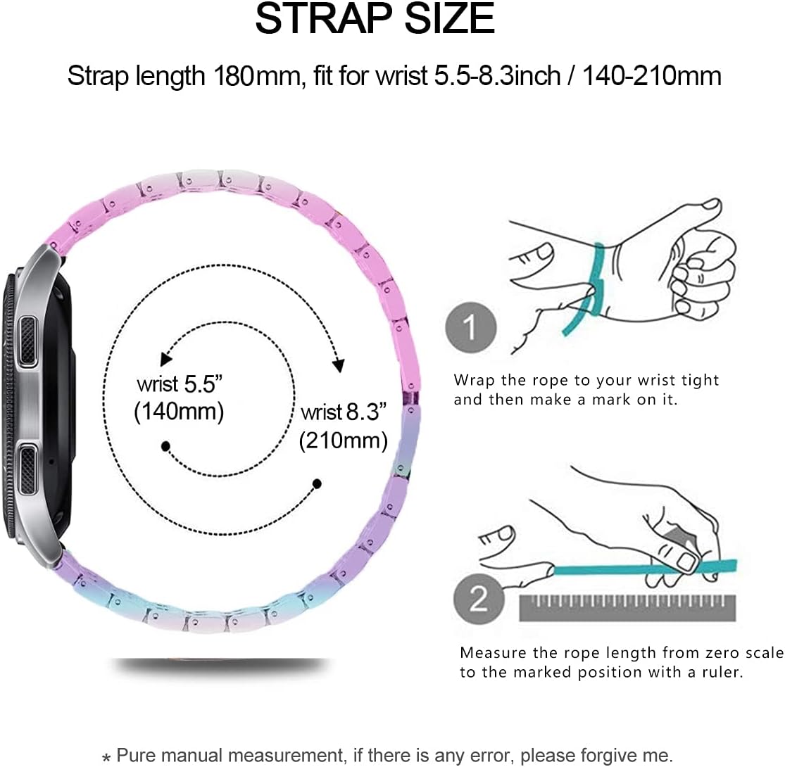 Bands Compatible with Samsung Galaxy Watch 3 (45mm), 22mm Full Rhinestone Diamond Stainless Metal Strap with Bezel Ring Cover Replacement for Women Men (Rainbow) - Image 6