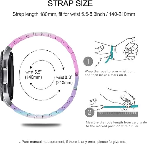 Miniatura 6 de DEALELE Correas compatibles con Samsung Galaxy Watch 3 (1.772 pulgadas), correa de metal inoxidable con diamantes de imitación completos de 0.872