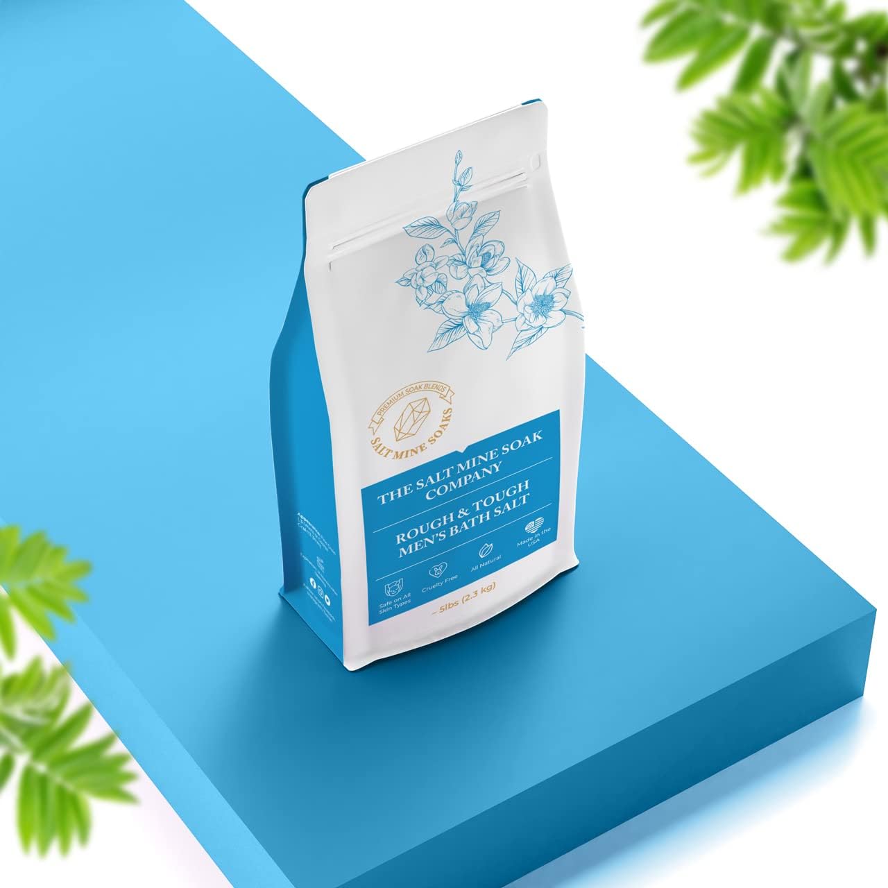 Blue Musk Rough & Tough Men's Fine Grain (.3mm) Bath Salt Soak 20 lbs.
