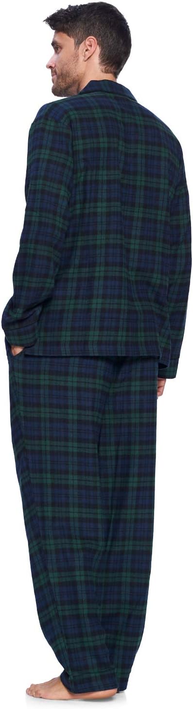 Ashford & Brooks Men’s Flannel Long Sleeve Pajamas Set Plaid Sleepwear & Loungewear Button Down PJ Set - Image 2