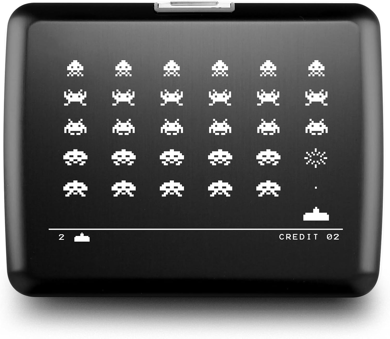 ÖGON -DESIGNS- Aluminum wallet, Large capacity with metal lock, RFID Protection against fraud and demagnetization, model Smart Case OSLO Large (Engraving Invaders)
