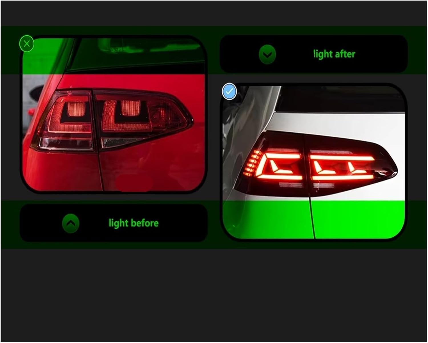 Car Lights For Compatible With VW Golf 7 Tail Light 2013-2020 Golf 7.5 LED Rear Lamp Golf MK7 Stop DRL Brake Dynamic Signal Auto Accessories(For Halogen Black)