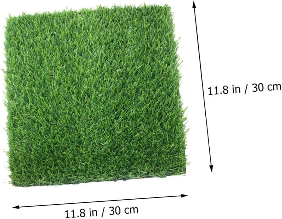 Alasum Artificial Grass Mat Fake Lawn Mat 4pcs Black Backing Outdoor Patio Garden Landscaping Decorative Synthetic Turf Tiles for Yard and Playground