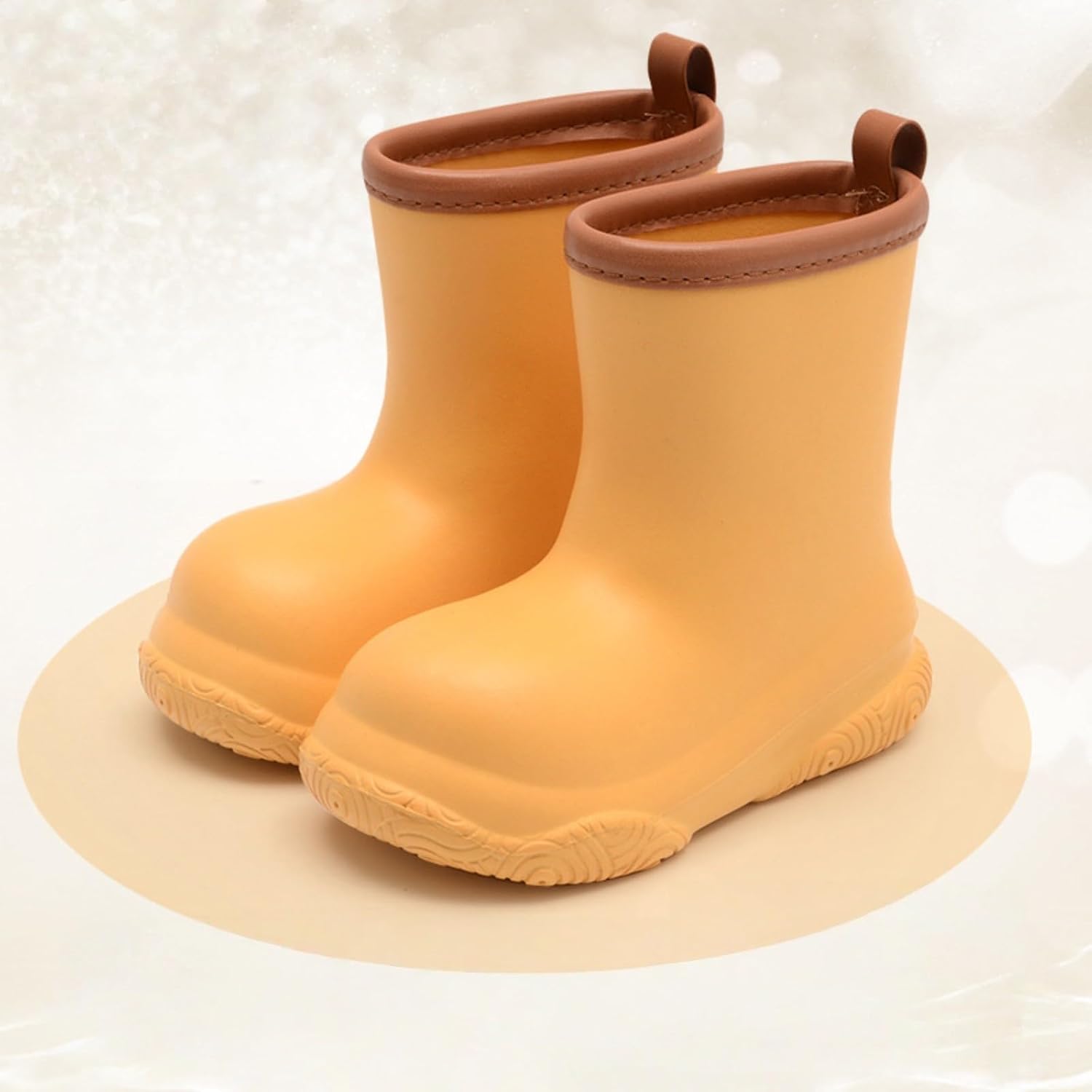 Kids Plain Rain Boots Toddler Girls Non Slip Thick Sole Shoes Lightweight High-Top Rainboots Fall Outdoor Hiking Water Shoes Warm Comfortable Rain Boots,E-Yellow, 8