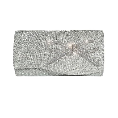 [XSDIAQG] Fabric Art Inlay Rhinestones Evening Bag Women's Versatile Clutch Purses(Silver)