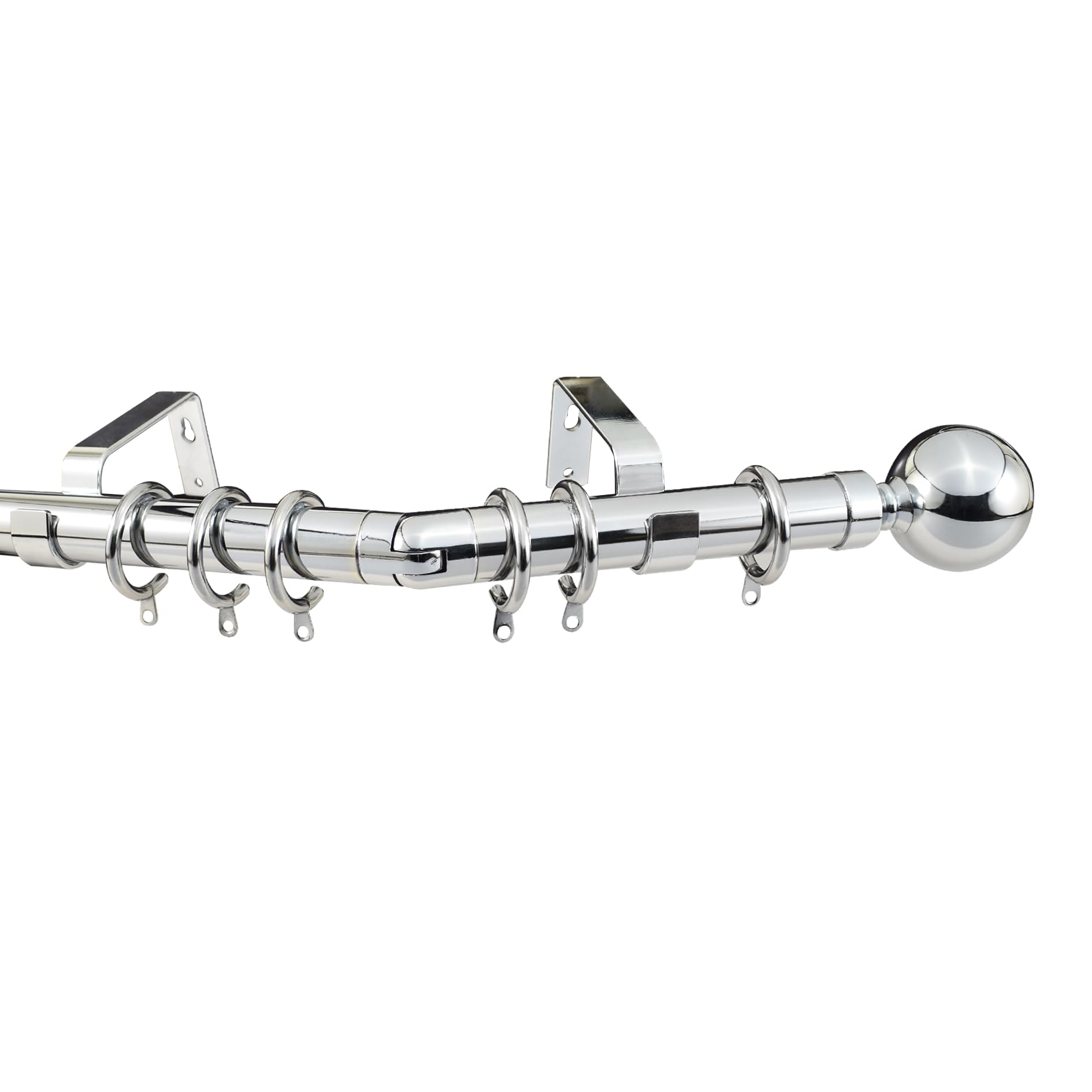 Your Home Online Polished Chrome 28Mm Metal 3M Bay Window Curtain Pole Ball Finial (Polished Chrome)