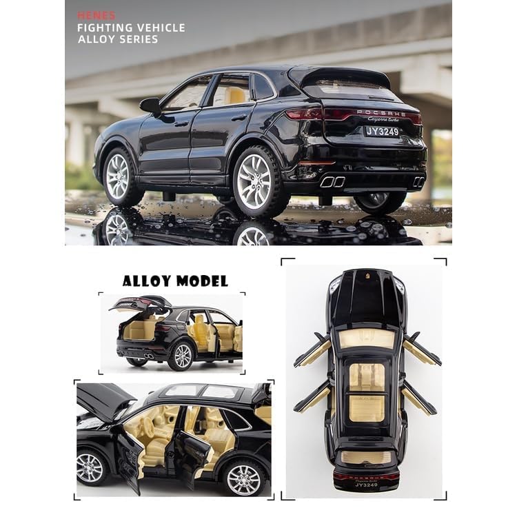 Image of SPITEN Porsche Cayenne Turbo 1:32 Diecast Scale Model Alloy Metal Pull Back Toy car for Kids with Openable Doors & Light, Music Toy Vehicle for Kids - Colors as Per Stock