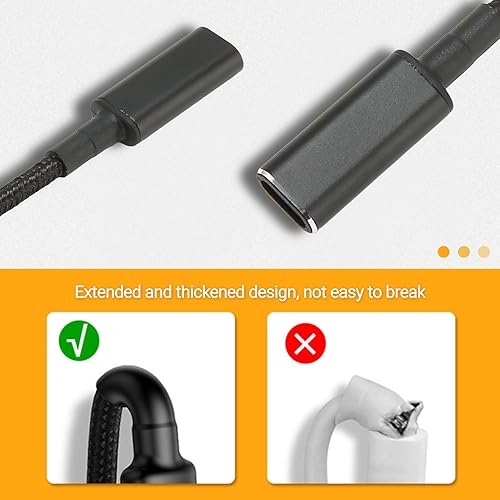 Miniatura 5 de Yunseity Tipo C USB C hembra entrada a DC Power PD cable de carga, 0.217x0.098 in PD 100W 20V5A Dual Chip USB C hembra a macho adaptador de carga 90