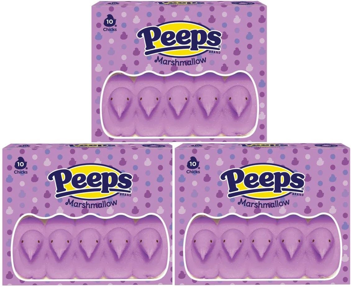 PEEPS Easter Marshmallow Chicks, Variety Pack, 10 Count (Assorted Flavors & Colors) (3 count, Purple Chicks Marshmallow)