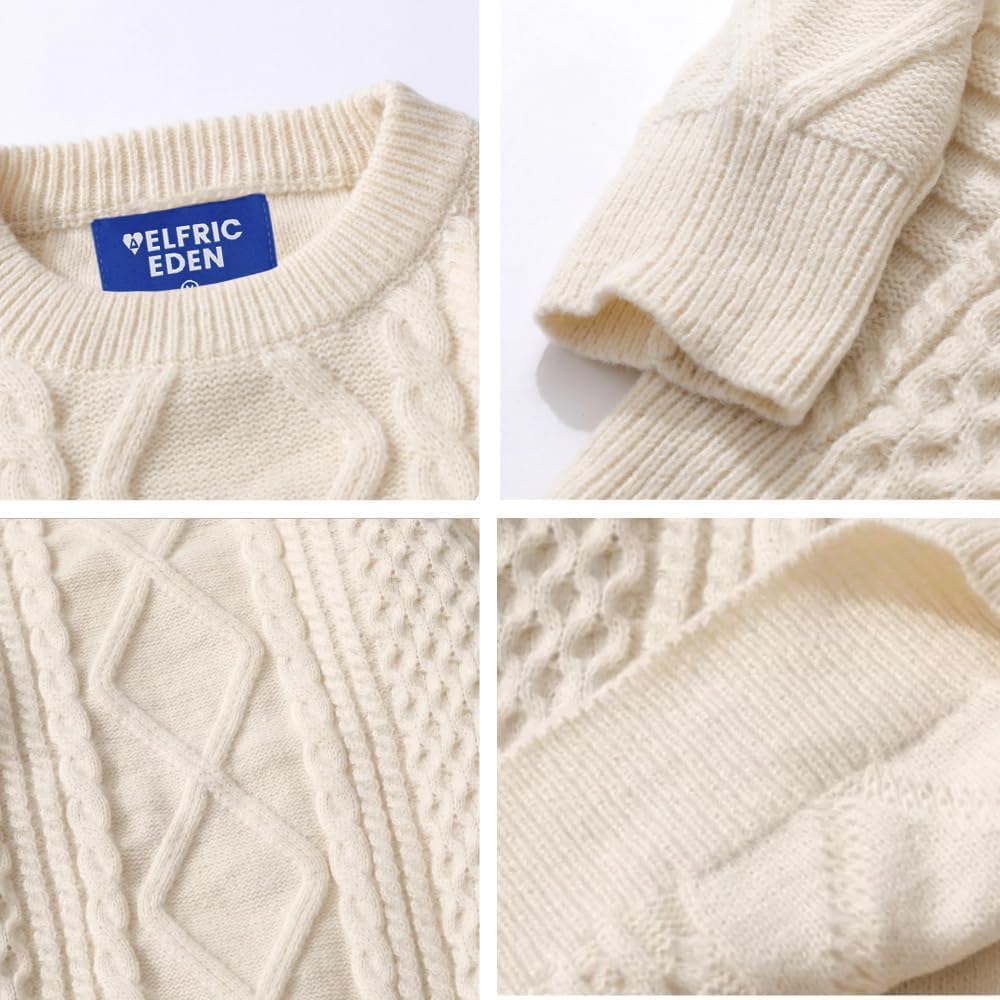 Aelfric Eden Męski sweter Aran Fairisle z dzianiny kablowej sweter z długim rękawem okrągły dekolt oversize sweter vintage sweter sweter sweter