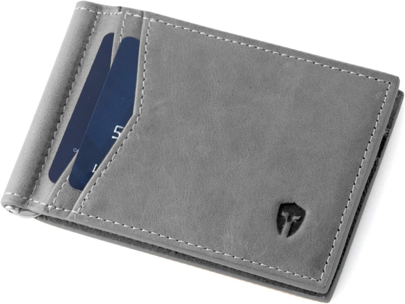 RFID Blocking Slim Minimalist ID Inside Front Pocket Wallet, Money Clip, 9 Slots, Leather