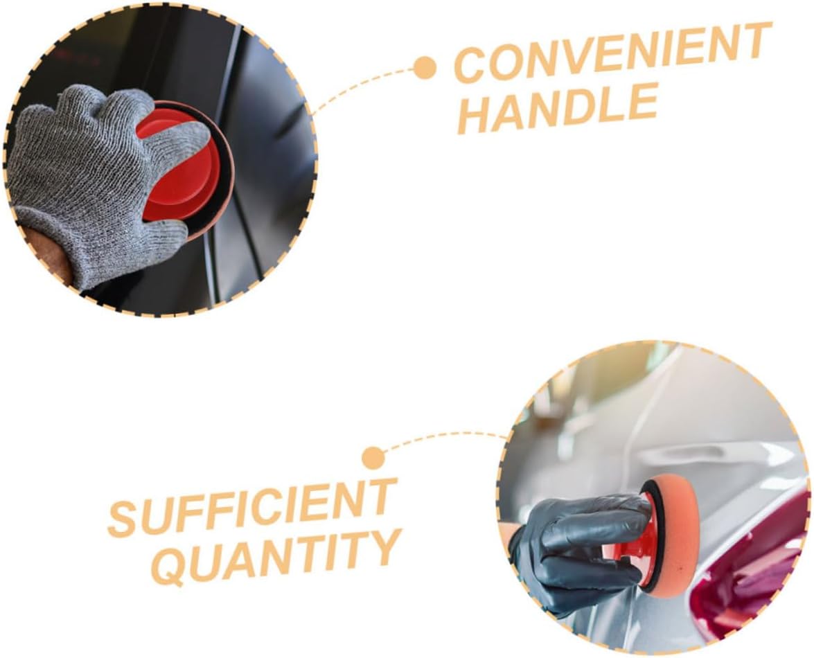 Unomor Car Waxing Sponge Tool Ergonomic Handle Soft Foam Applicator Pads for Polishing Cleaning and Waxing Cars Automotive Detailing Kit