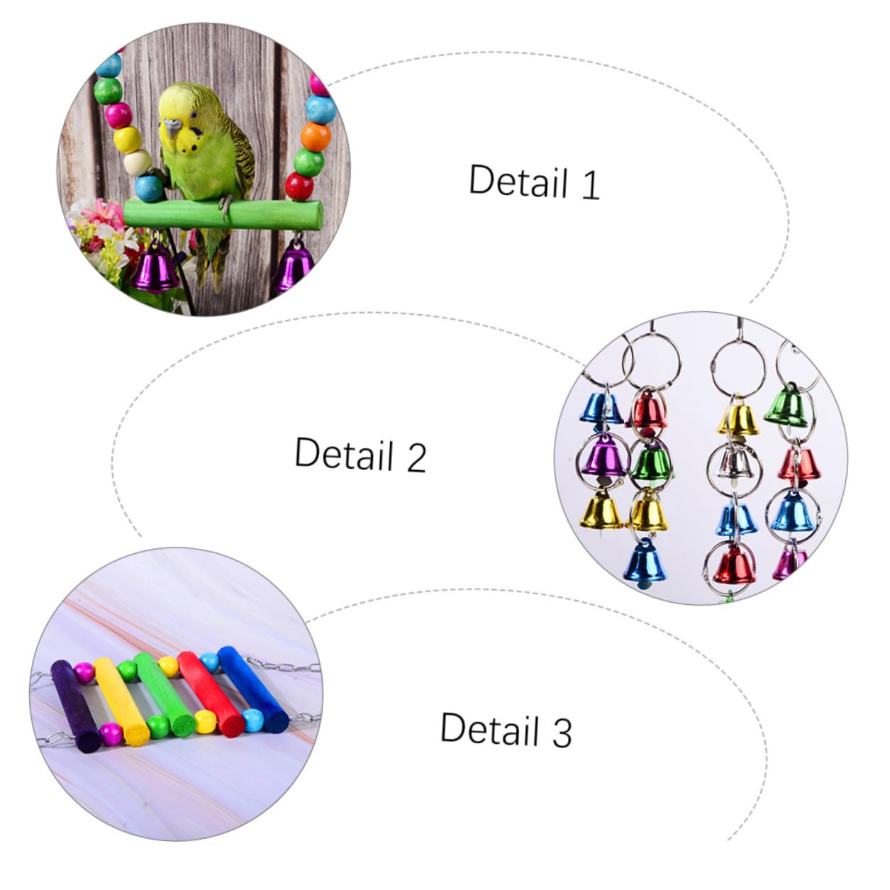 Levemolo 5 pièces Set de Jouets à Mâcher pour Perruches et Perroquets et Naturel pour Oiseaux Ensemble Daccessoires Colorés pour Cage Danimaux de Compagnie