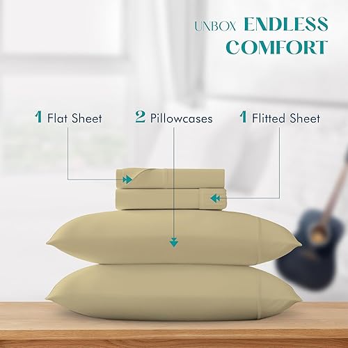 Miniatura 3 de Juego de sábanas de 3 piezas de 100 % algodón tamaño individual, sábanas de lujo para hotel, bolsillos profundos, ajuste fácil, sábanas