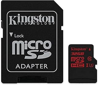 KINGSTON SDCA3/32GB Digital 32GB microSDHC UHS-I Speed Class U3 90R/80W Flash Memory Card with Adapter, Black