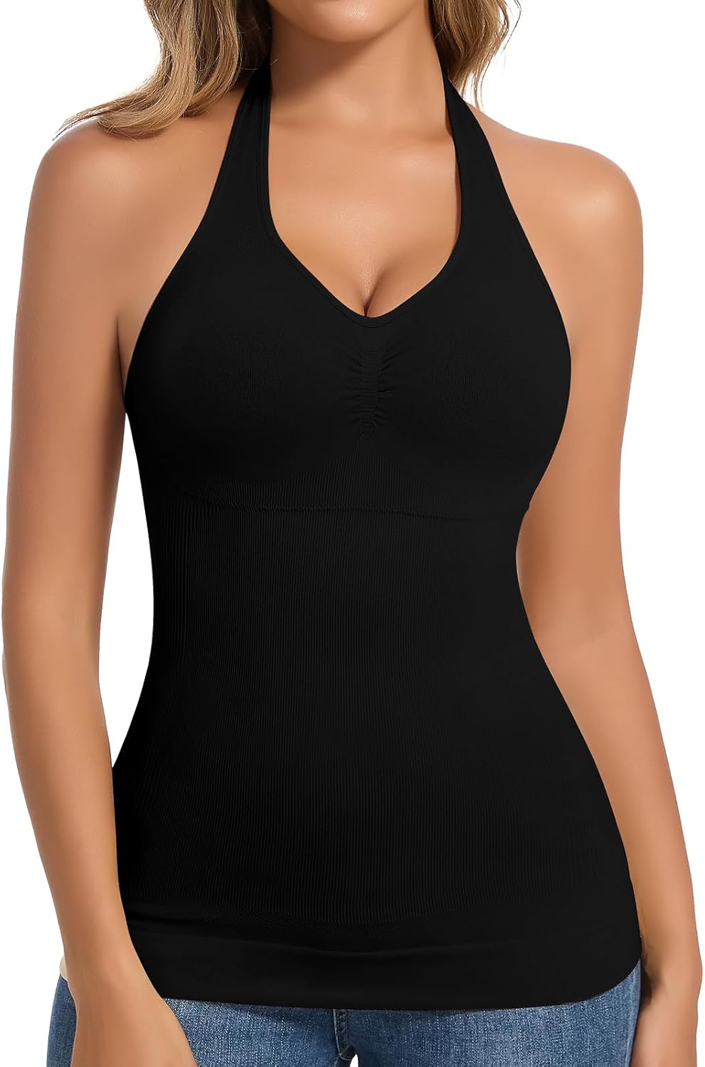 JOYSHAPER Shapewear Camisole with Built in Bra Compression Halter Tops for Women Tummy Control Shapewear Tank Top Padded Bras