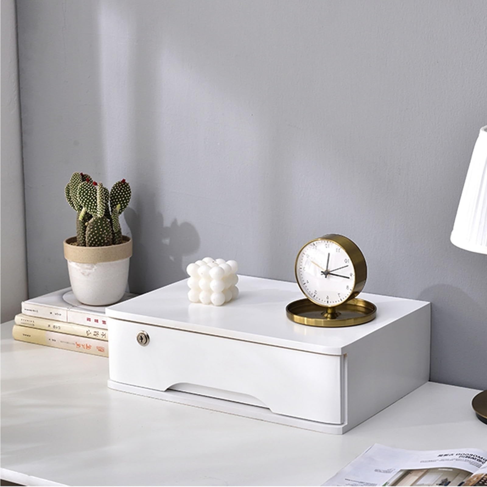 SaryEdge Wooden Desktop File Cabinet 4 Layer Desk nizer with Lockable Drawers Solid Wood Storage Box for Offi,A-1 layer