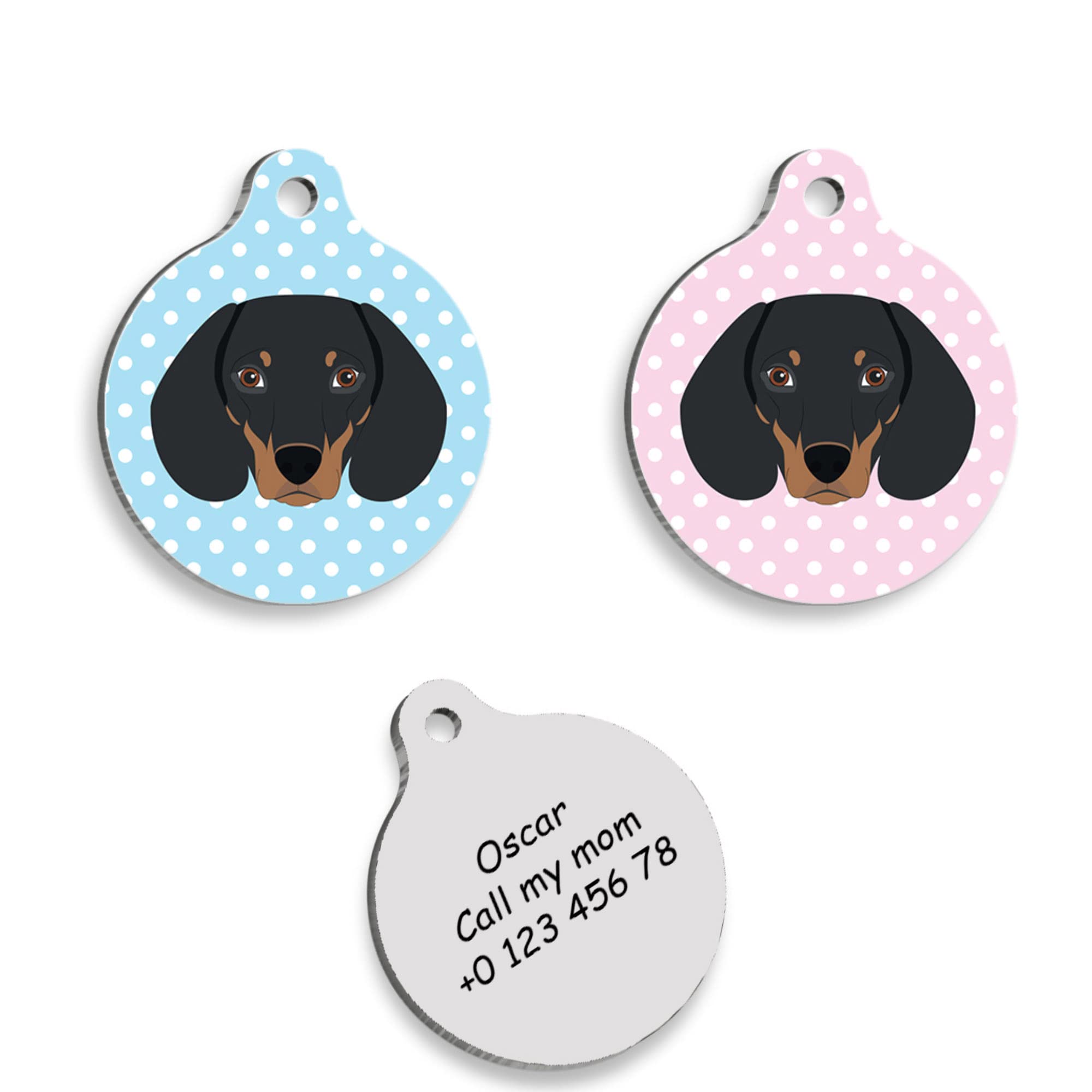 DACHOUND Personalized Dog Tag - Custom Name Tag - ID Tag for Dog & Cat - Customized Pet Tags - Dog Name Tag - Cat Name Tag - Engraved Dog Tag (Blue)