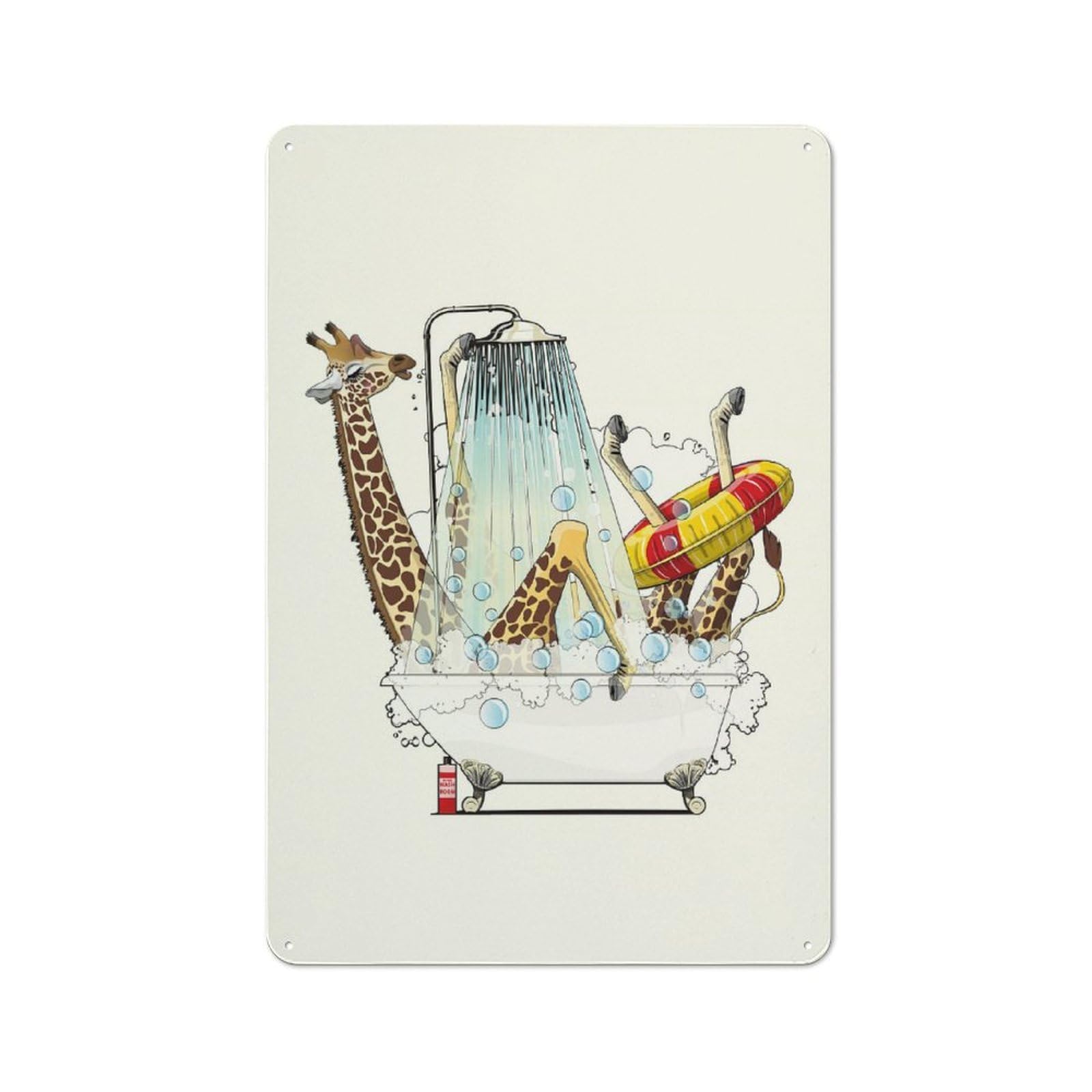 Giraffe in The Bath Vintage Metal Sign 30x20cm, Nostalgic Pub Wall Decor for Pub, Home Bar, Shed Or Man Cave