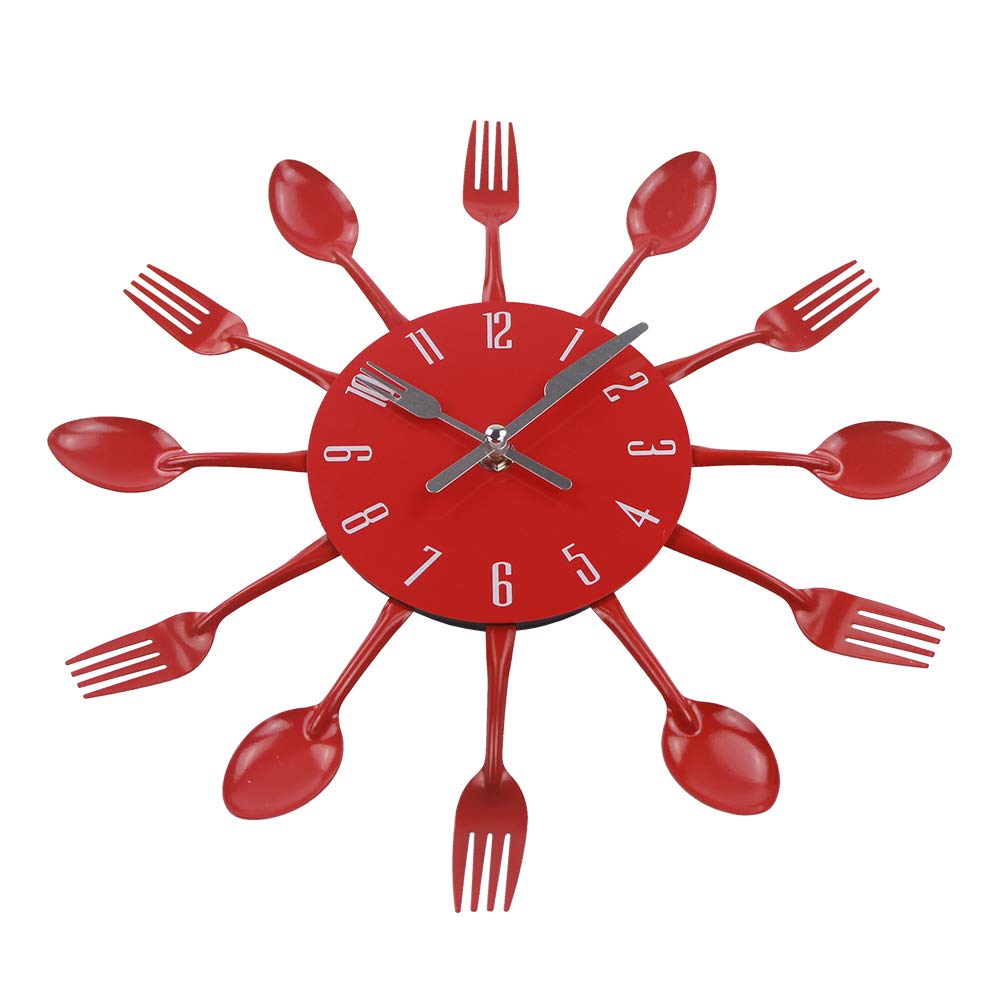 Reloj de pared para cocina, cubertería de cocina, con tenedores y cucharas, 3D, extraíble, moderno, creativo, para decoración de la habitación del hogar y regalos bonitos