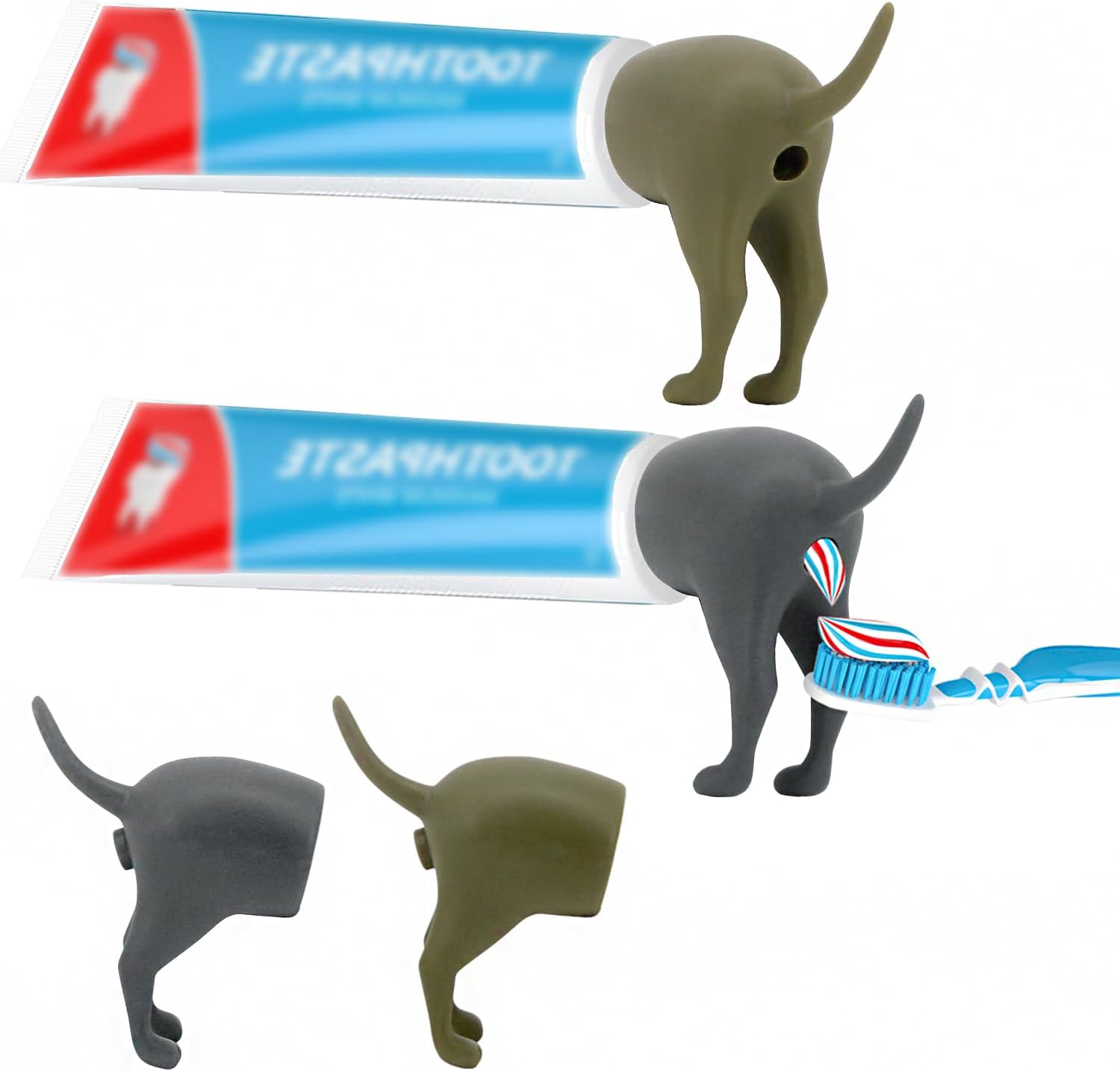 Pooping Toothpaste Topper Toothpaste Cap Dispenser 2Pcs Pooping Dog
