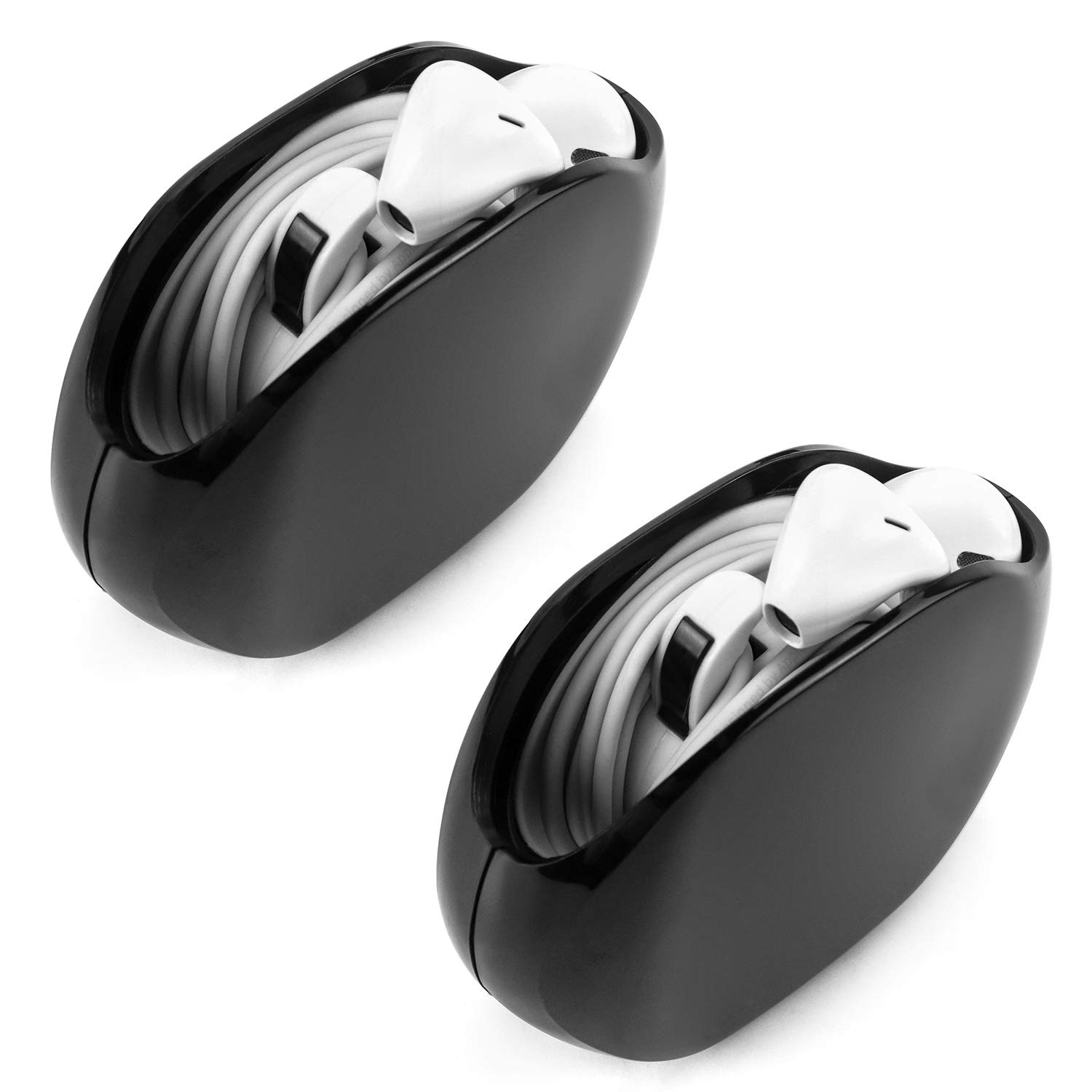 QWORK® Avvolgicavo automatico piccolo, avvolgicavo per cuffie, cavo USB e cavo di ricarica, 2 pezzi