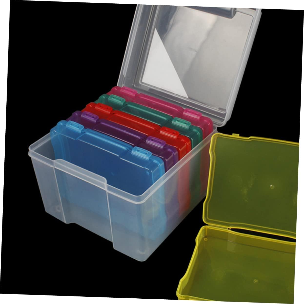Mipcase Sturdy Plastic Greeting Card Storage Case Organizing Caddy Bin Dividers Card Box Scrapbook Supplies Holder