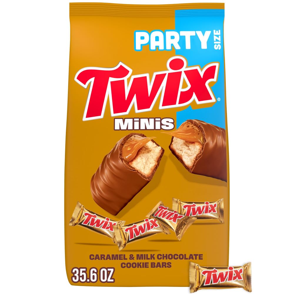 TWIX Chocolate Candy Bars, Minis - Chocolate Cookie Caramel Candy Bag, 35.6 oz, 95 Pieces
