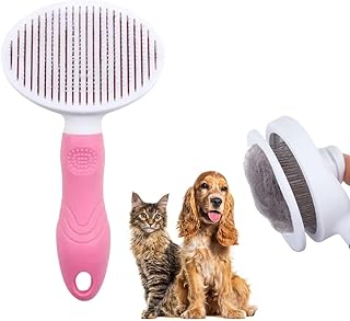 Bürste für Katzen und Hunde - Selbstreinigendes und Leichtes Zubehör für Katze und Hund. Hundebürste, Katzenbürste - Geeignet für Langhaar und Kurzhaar-Tierhaare ideal zur Fellpflege (Rosa) product image