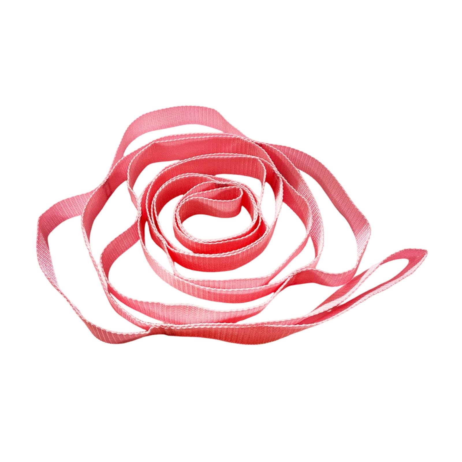 Stretch Strap with Loops Multi Loop Yoga Strap for Dance Fitness Working Out Pink-image-8