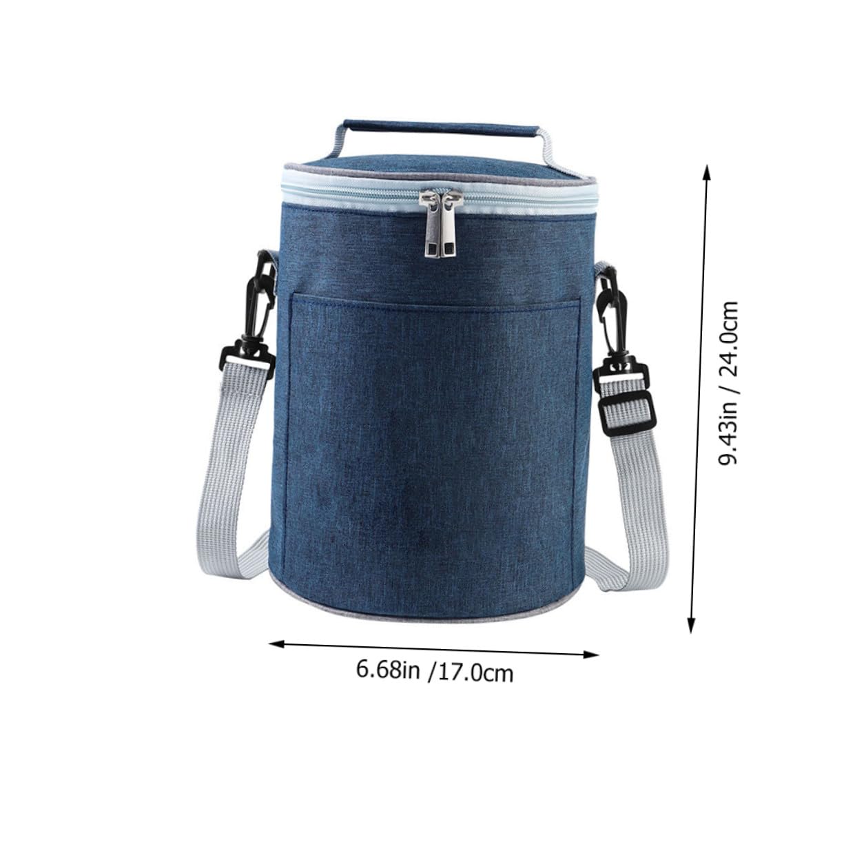 Lunchtasche Rund mit Thermofunktion, Tragbar, Oxford Gewebe, Marineblau