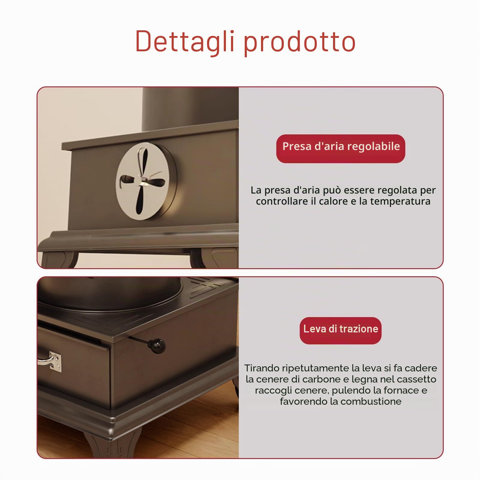 Stufa Combinata A Pellet E Legna, Stufa Da Campeggio, Riscaldamento Rapido Con Barre In Ghisa For Riscaldamento, Acqua Bollente, Cottura