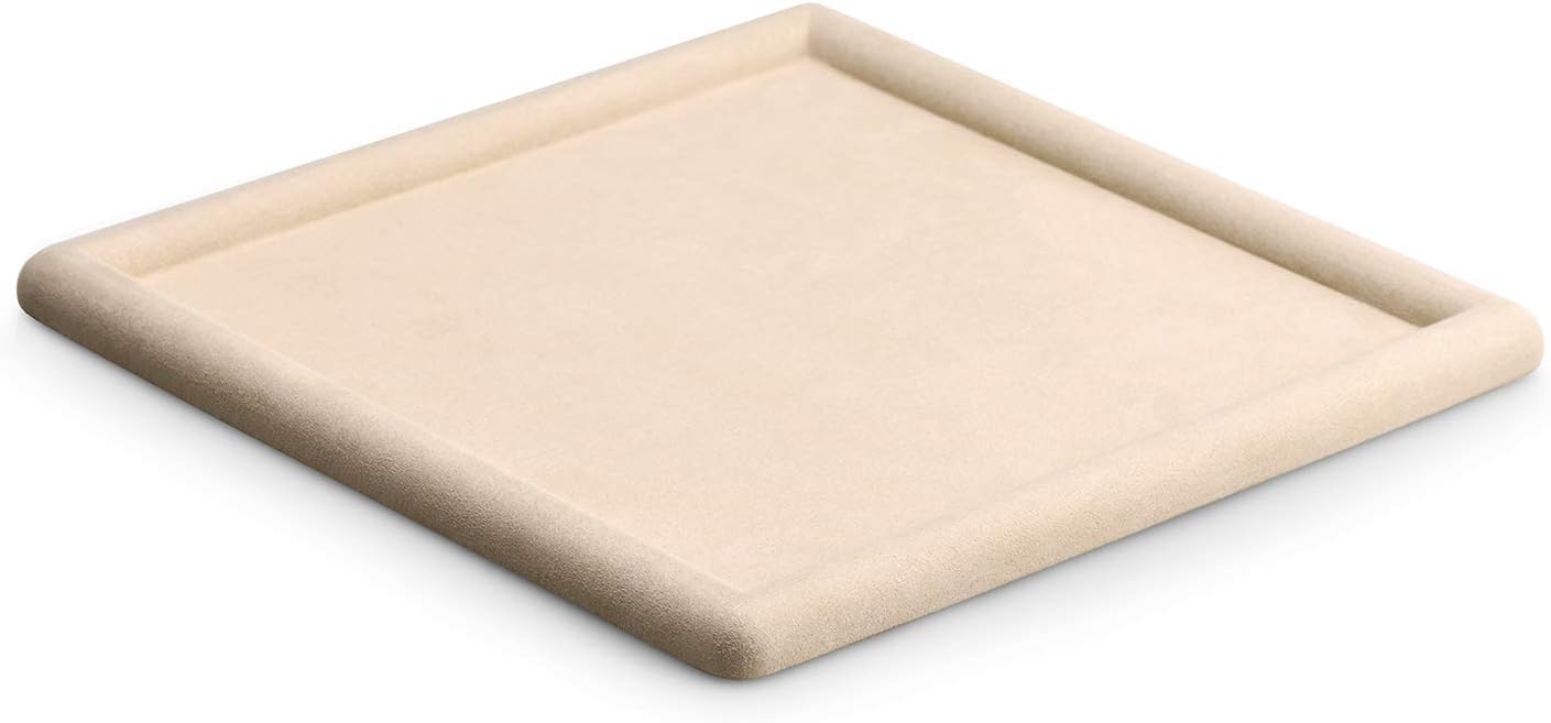 Oirlv Top Microfiber Jewelry Tray Square Nightstand Organizer Rings Earrings Necklace Trinket Storage Tray Showcase Jewelry Display (Beige)