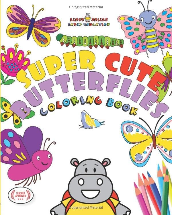 Elmer Smiles Super Cute Butterfly Coloring Book: For Kids