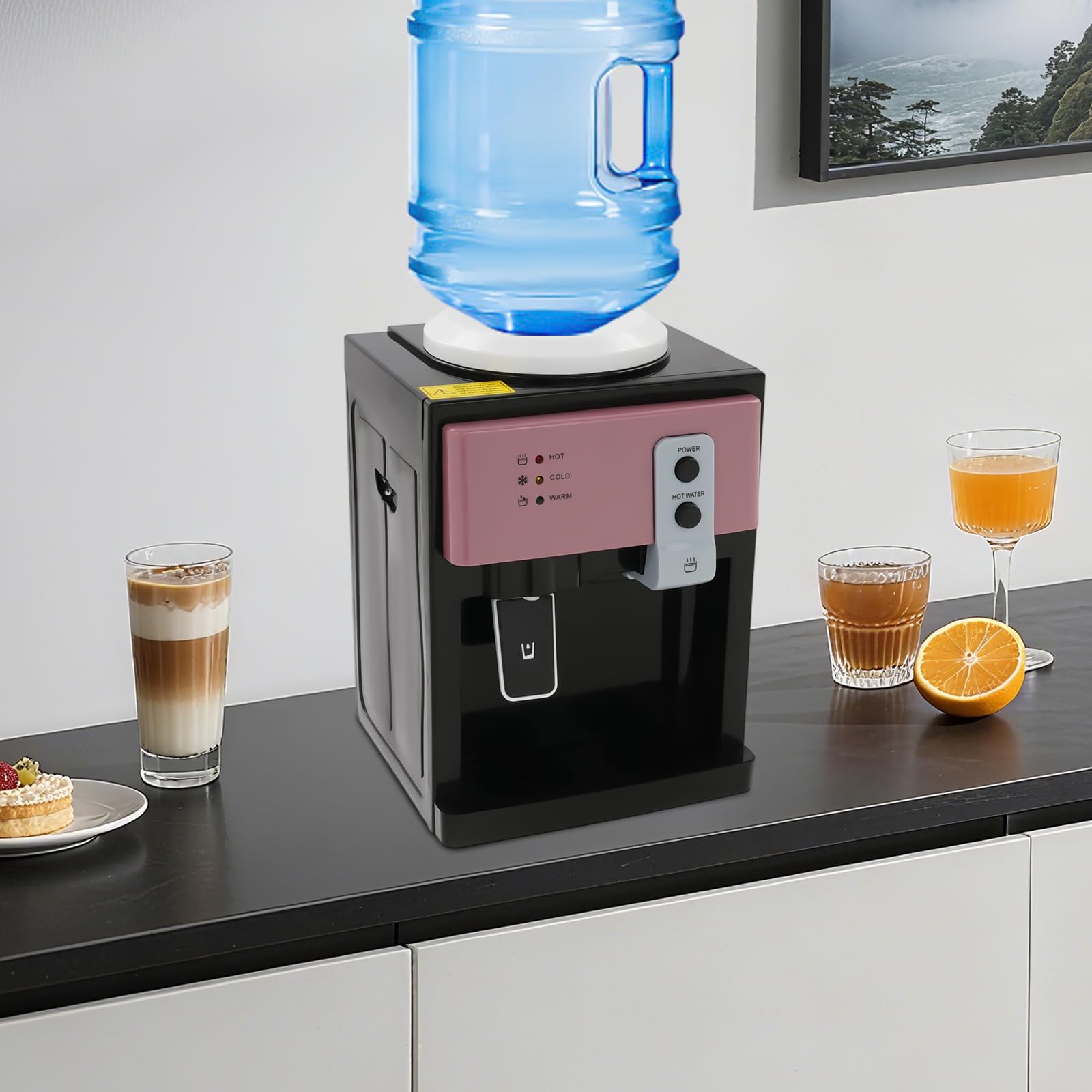 Distributore di acqua calda e fredda, 220 V, erogatore di acqua potabile elettrico con riscaldamento da 500 W e raffreddamento da 75 W, piccolo dispenser di acqua da tavolo per botti d'acqua da