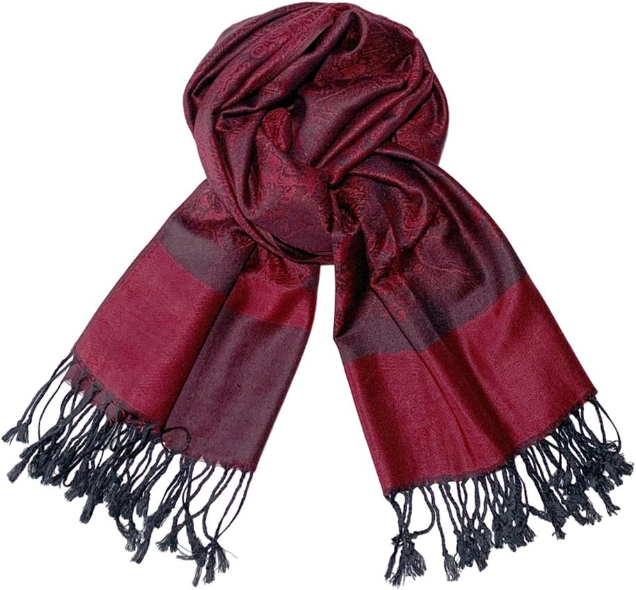 Pashmina Shawls and Wraps w/Fringe Two Tone Vintage Jacquard Paisley Rave Scarf for Weddings Festival - Image 7