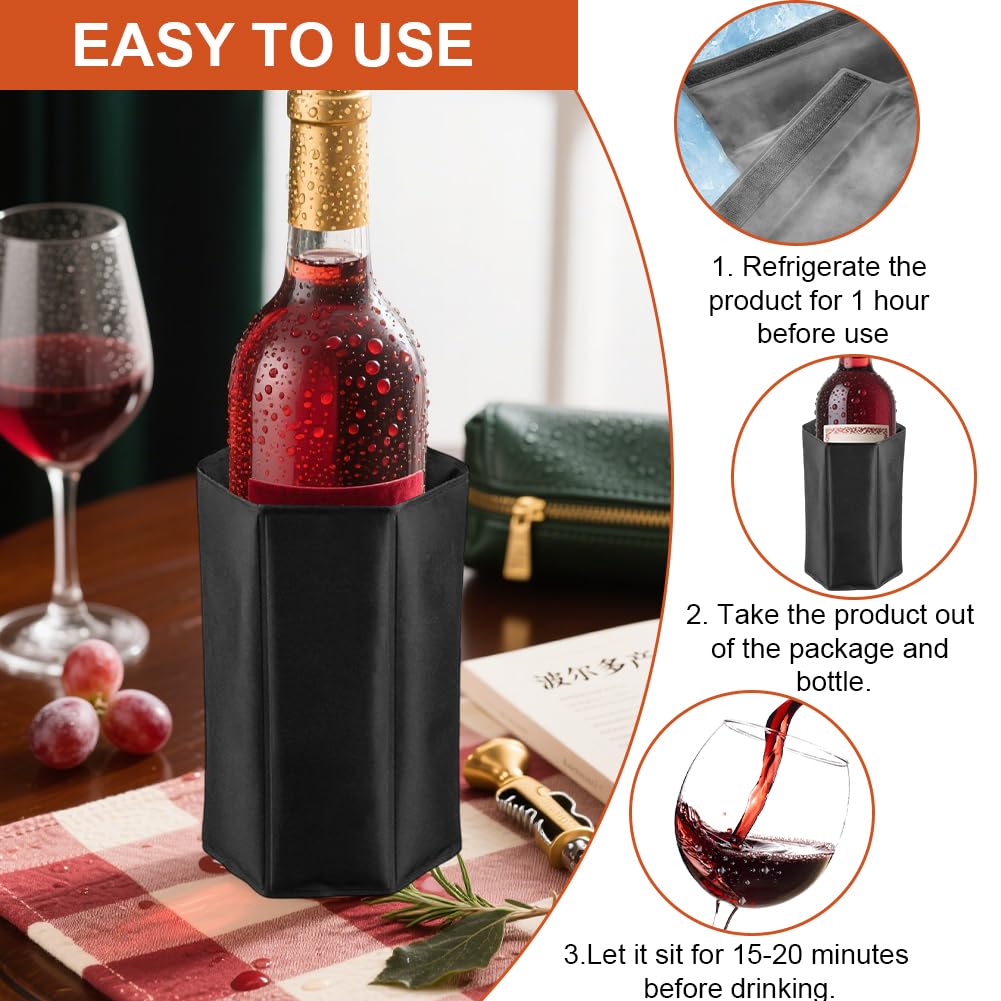 2 unidades enfriador de botellas de vino, enfriador de botellas de vino de nailon, enfriamiento largo, enfriador de champán resistente al agua, enfriador de botellas para vino, champán y bebidas