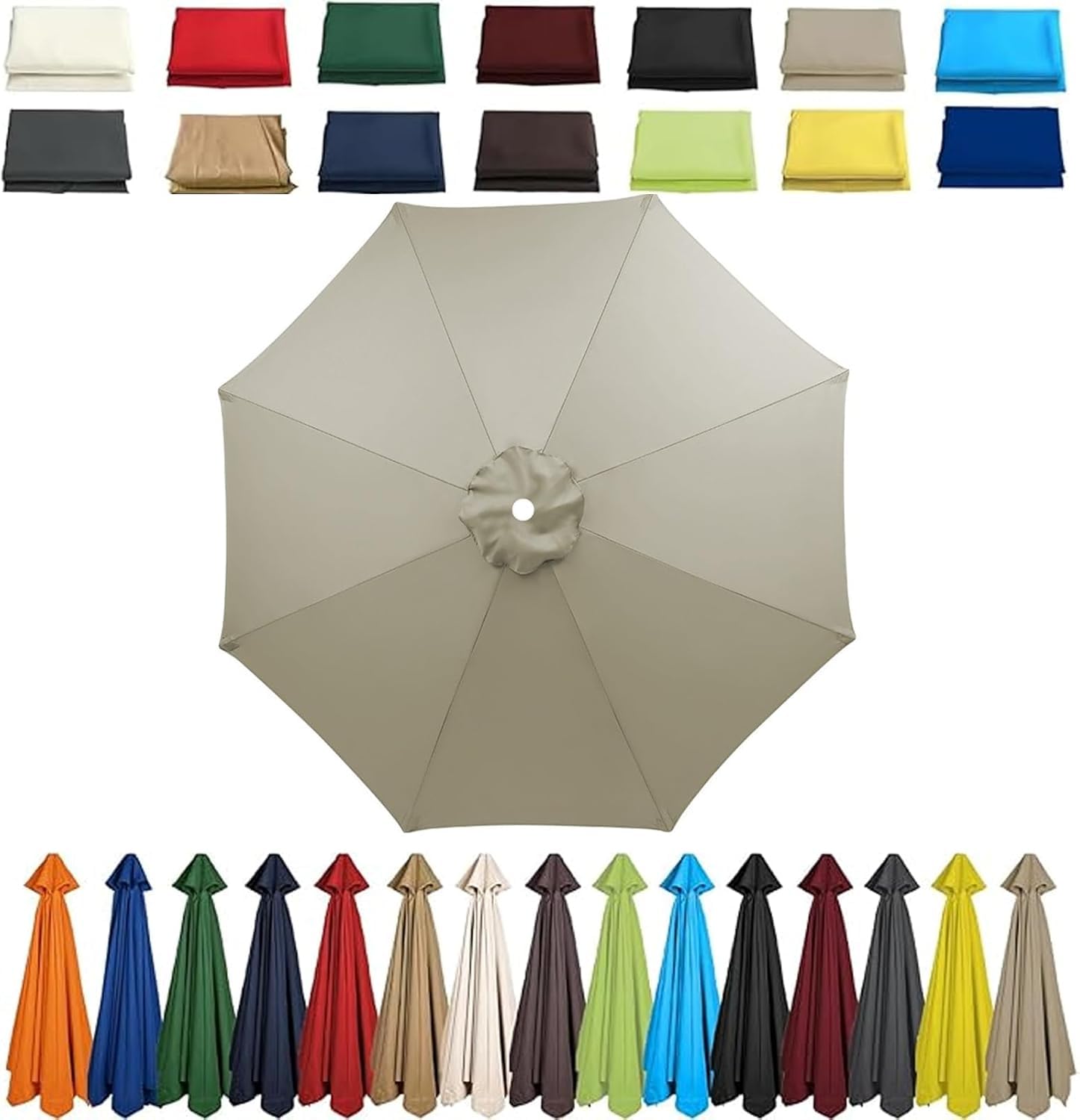 Waterproof Garden Parasol Umbrella 4m/3.5m/3.0m/2.7m/2.5m/2.3m/2m - Patio Outdoor Sun Shade Canopy For Beach, Pool, Lawn, Backyard & Deck - 6/8 Arms Grey-b 6ribs:2.3M/7.5ft