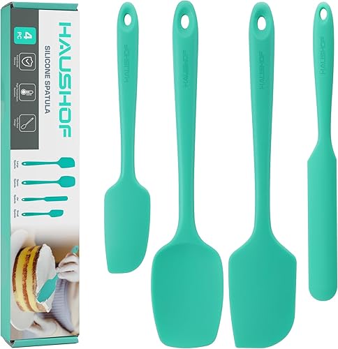 HAUSHOF Juego de 4 espátulas de silicona, espátulas de silicona de grado alimenticio para cocinar, hornear, mezclar, espátulas para uso en cocina,