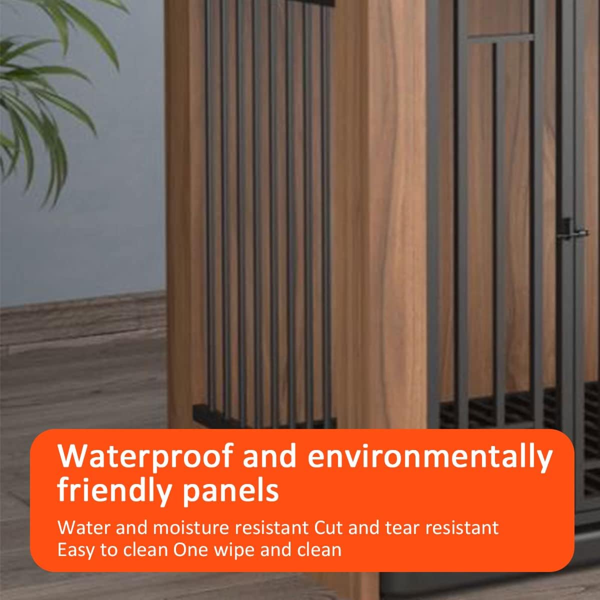 Heavy-Duty Wooden Dog Kennel Furniture, 31.8'' Large Dog Crate & House for Small/Medium/Large Dogs, Sturdy Anti-Chew Dog Cage, Elegant Bronze Finish