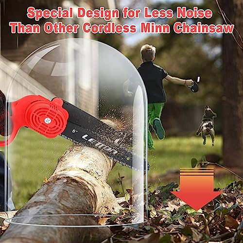 Letton Mini Chainsaw Cordless 8 Inch & 6 Inch, 21V Electric Handheld Chainsaw Battery Powered, Small Portable Hand Cordless Chain Saw Kit For Wood Cutting Trees Branch Trimming Pruning-Red #TOP5