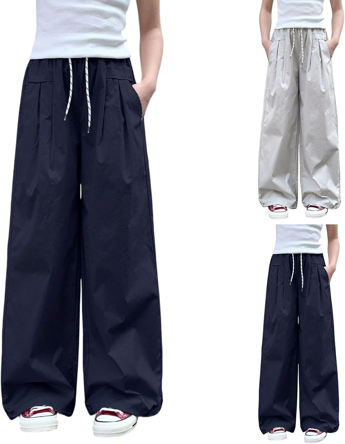 Girls Baggy Sweatpants Wide Leg Waist Elastic Casual Hiking Pants Straight Loose Fit Quick Dry Lightweight Joggers Teen