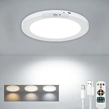 Motion Sensor Closet Light Indoor, Fast Charging Wireless Ceiling Light with Remote, Rechargeable Battery Operated Lights, Shower Light for Cabinet Bathroom Stairs Hallway Pantry 7.48 Inch