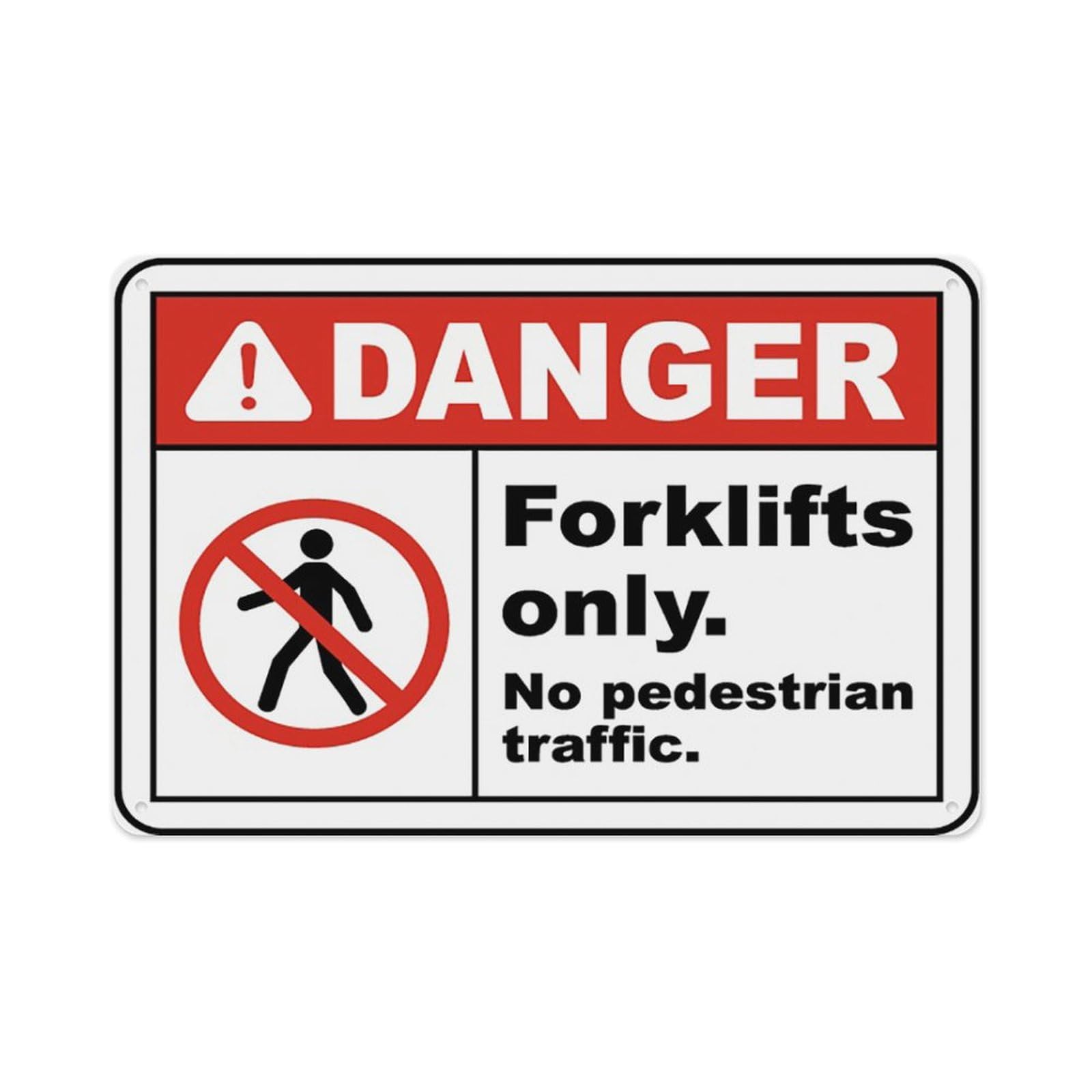 peiyeety No Pedestrian Traffic Forklifts Only Sign Aluminum Tin Warning Signs For Home Outdoor Garden 8X12 Inches