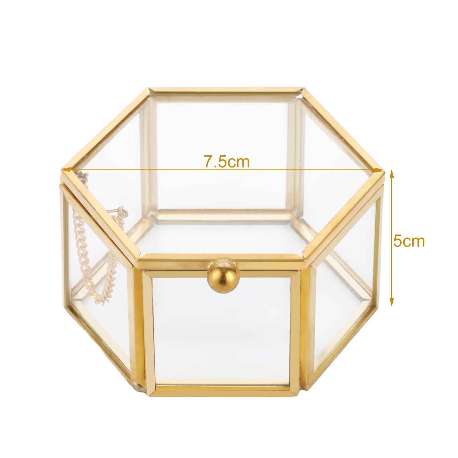 YAYODS 2 Caja Cristal 7,5x5 cm, Joyero Pequeño, Porta Anillos Boda, Doradas Caja de Regalo, Porta Alianzas Boda, Cajitas Regalo Pequeñas Geométricas para Joyas, Anillos, Pulseras, Pendientes, Cadenas