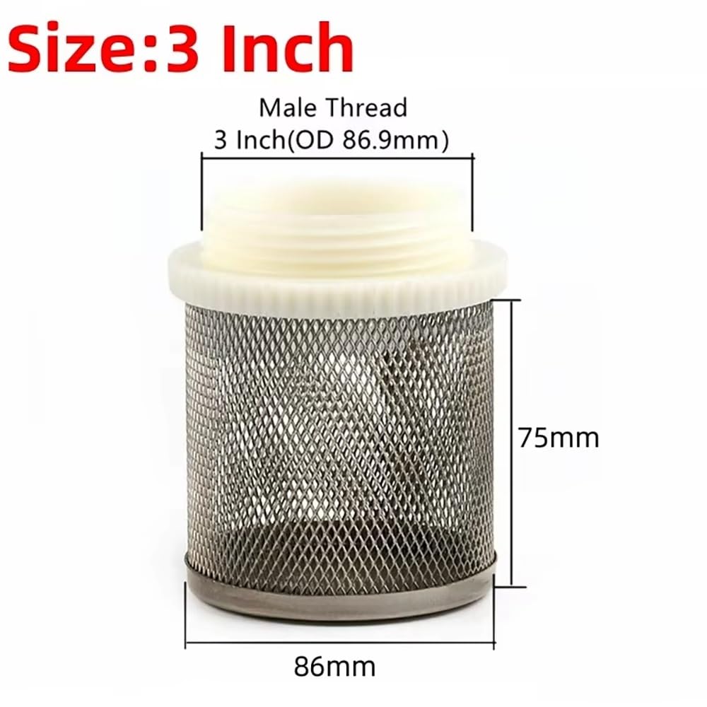 1-10 Filtros De Malla De Acero Inoxidable, Rosca Macho De 1/2'' A 4'', For Manguera De Bomba De Agua, Riego De Jardín Y Acuario – SS304 + Plástico(3 Pieces,3 Inch)